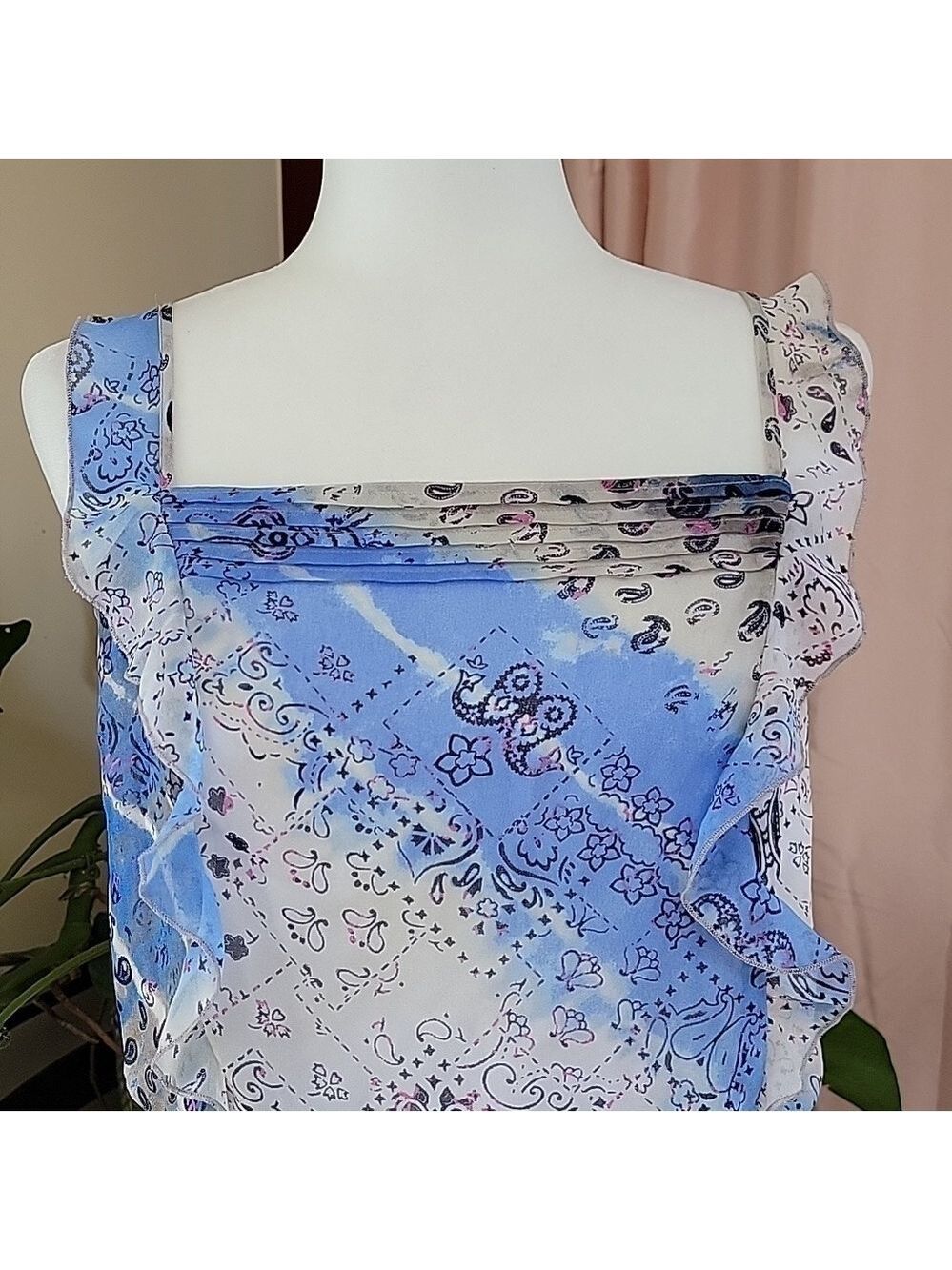 Princess Vera Wang Blue Multiprint Chiffon Romper Size Large Juniors EUC - Picture 2 of 11